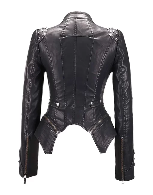 womens-studded-black-faux-leather-biker-jacket