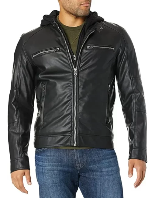 mens-black-faux-leather-hooded-moto-jacket