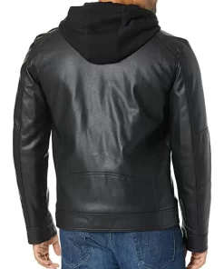 mens-black-faux-leather-hooded-moto-jacket