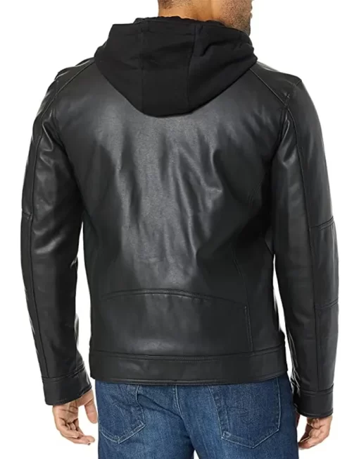 mens-black-faux-leather-hooded-moto-jacket