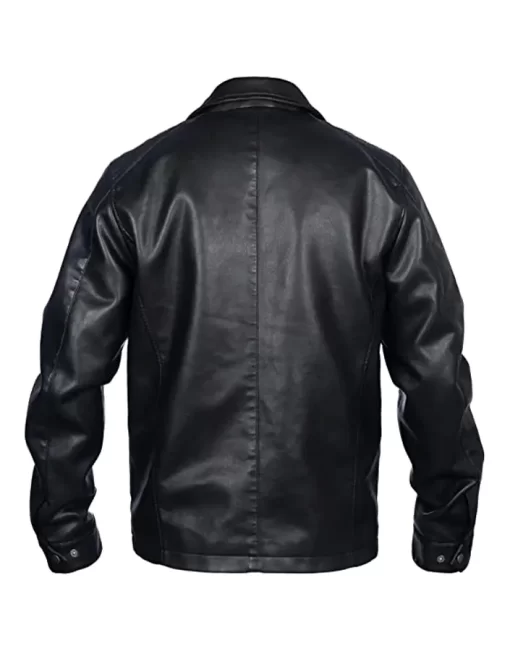 mens-black-faux-leather-shirt-collar-jacket