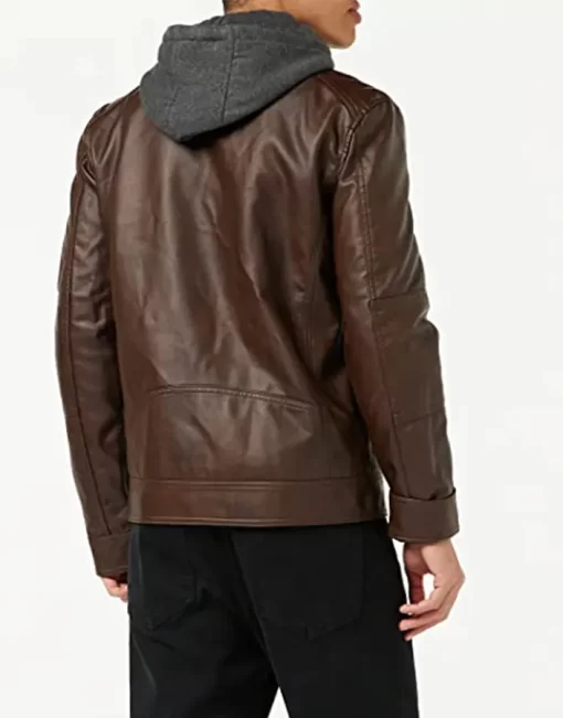 mens-brown-faux-leather-hooded-moto-jacket