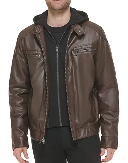 mens-brown-faux-leather-moto-jacket-with-removable-hood