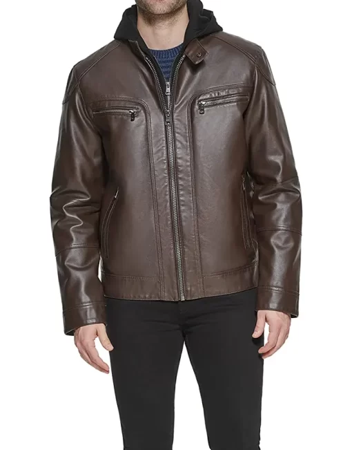 mens-brown-faux-leather-moto-jacket-with-removable-hood