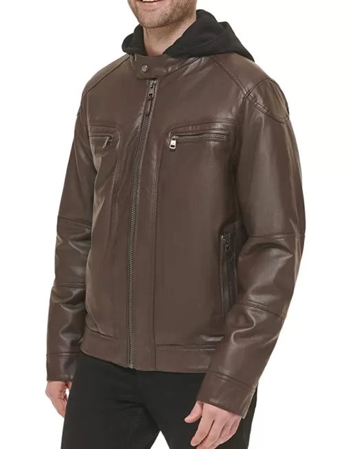 mens-brown-faux-leather-moto-jacket-with-removable-hood