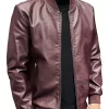 mens-burgundy-faux-leather-slim-fit-bomber-jacket