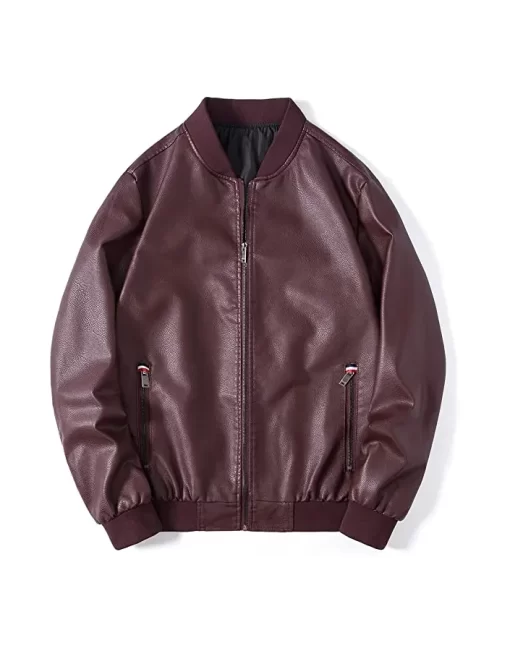 mens-burgundy-faux-leather-slim-fit-bomber-jacket