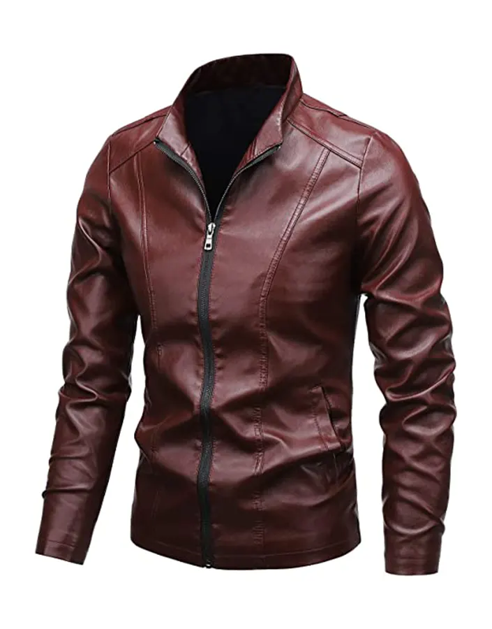 mens-casual-slim-fit-maroon-faux-leather-jacket-2 mens-casual-slim-fit-maroon-faux-leather-jacket