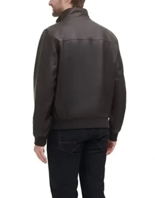mens-dark-brown-faux-leather-bomber-jacket
