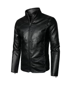 mens-fashionable-black-faux-leather-jacket