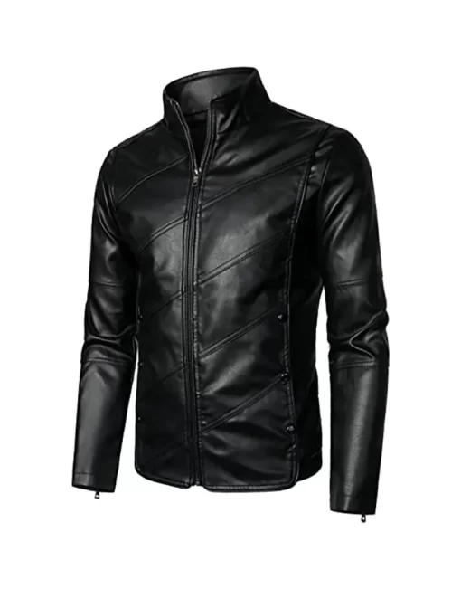 mens-fashionable-black-faux-leather-jacket