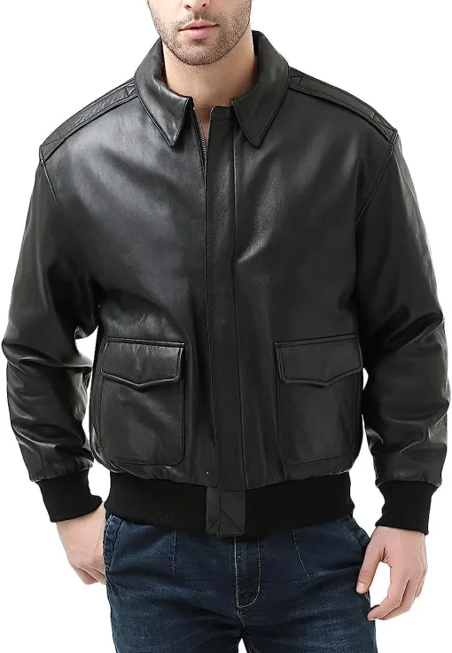 mens-flight-black-faux-leather-bomber-jacket
