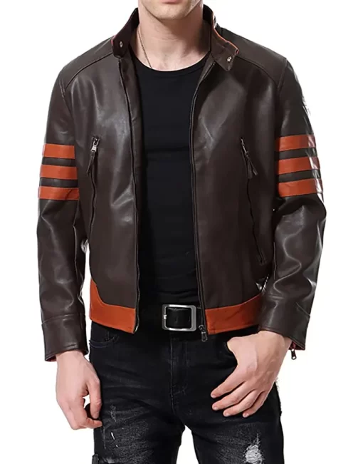 mens-slim-fit-brown-faux-leather-bomber-jacket
