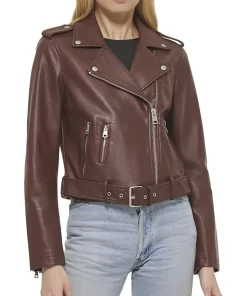 womens-belted-brown-faux-leather-motorcycle-jacket