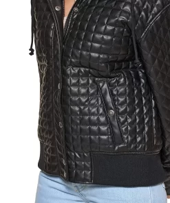 womens-black-faux-leather-box-quilted-jacket-with-hood