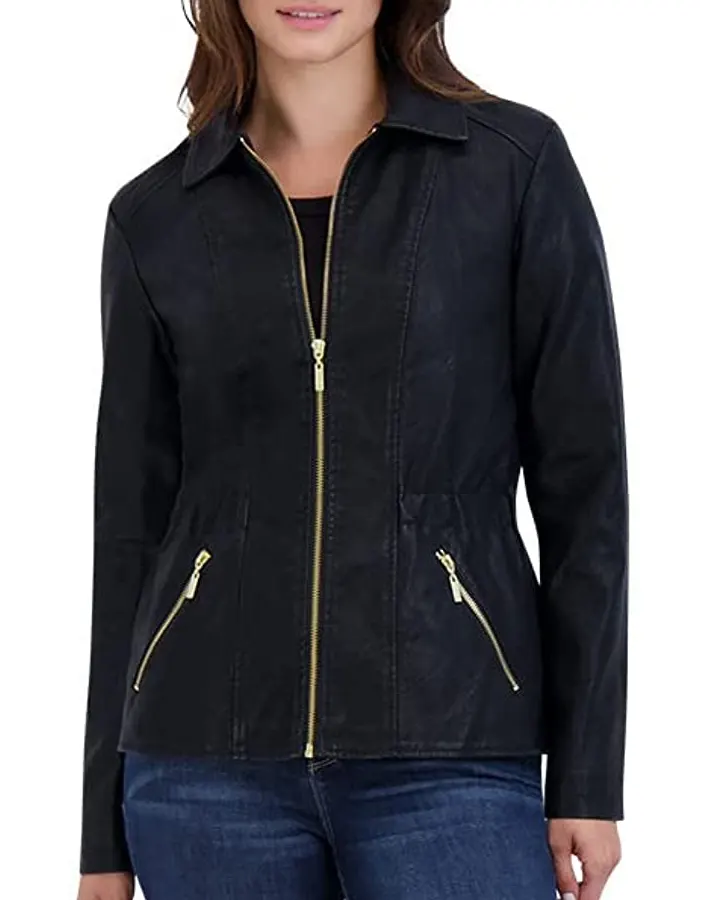 womens-black-faux-leather-shirt-collar-biker-jacket-2 womens-black-faux-leather-shirt-collar-biker-jacket
