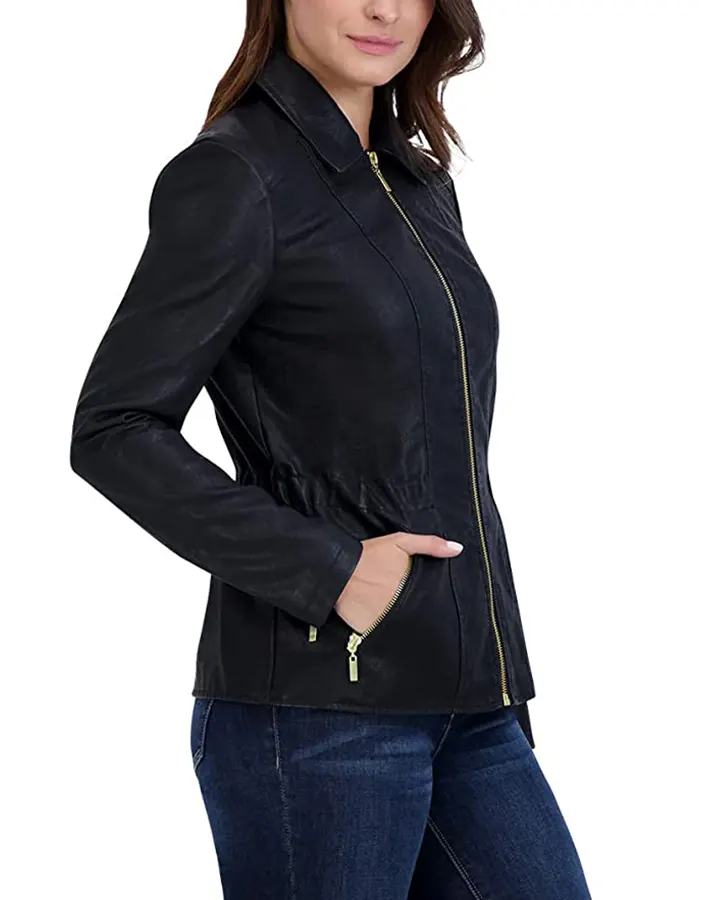 womens-black-faux-leather-shirt-collar-biker-jacket-3 womens-black-faux-leather-shirt-collar-biker-jacket