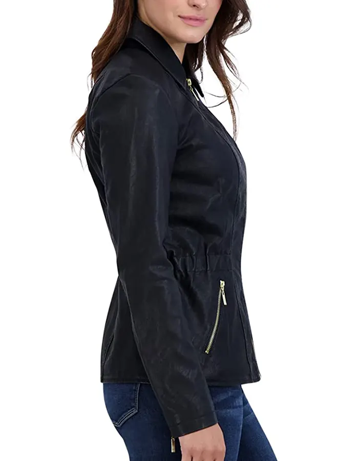 womens-black-faux-leather-shirt-collar-biker-jacket-4 womens-black-faux-leather-shirt-collar-biker-jacket