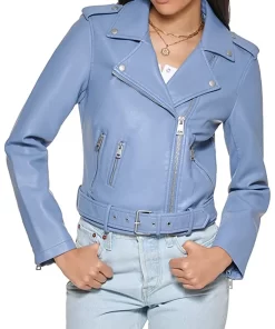 womens-blue-faux-leather-motorcycle-belted-jacket
