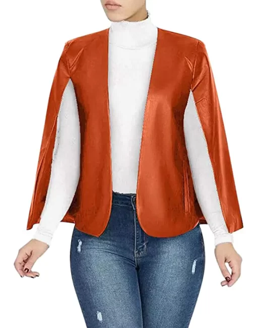 womens-brown-faux-leather-open-front-jacket