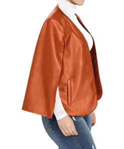 womens-brown-faux-leather-open-front-jacket