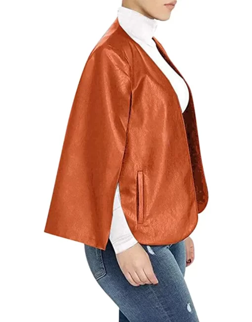 womens-brown-faux-leather-open-front-jacket