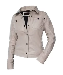 womens-button-front-shirt-collar-beige-faux-leather-jacket