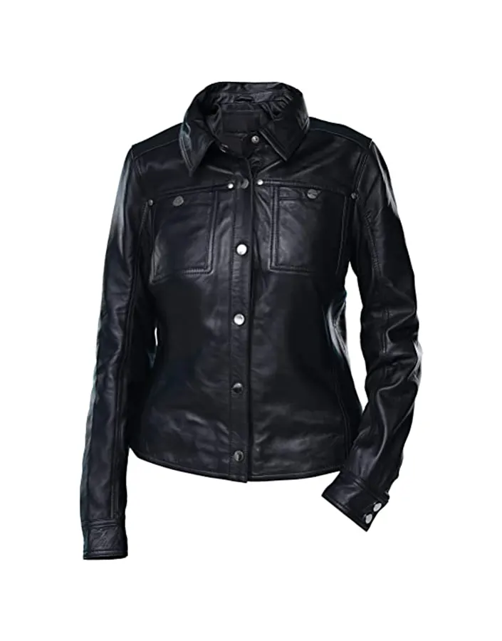 womens-button-front-shirt-collar-black-faux-leather-jacket-1 womens-button-front-shirt-collar-black-faux-leather-jacket