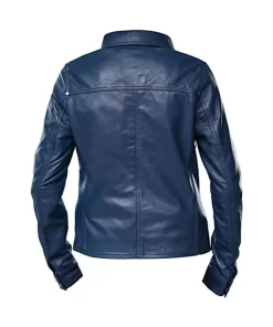womens-button-front-shirt-collar-blue-faux-leather-jacket