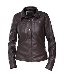 womens-button-front-shirt-collar-chocolate-brown-faux-leather-jacket