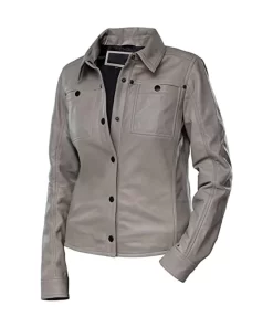 womens-button-front-shirt-collar-grey-faux-leather-jacket