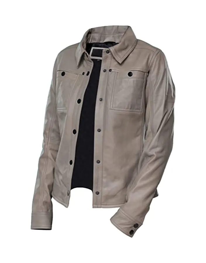 womens-button-front-shirt-collar-grey-faux-leather-jacket-3 womens-button-front-shirt-collar-grey-faux-leather-jacket
