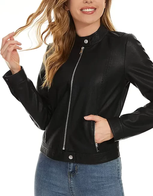 womens-casual-snap-button-collar-black-faux-leather-jacket