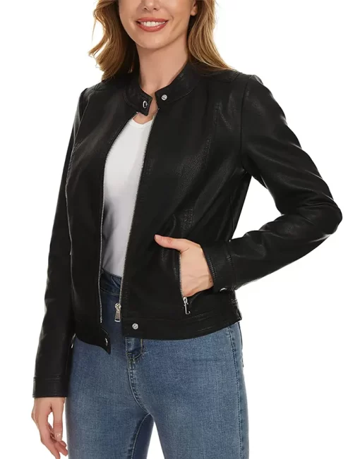 womens-casual-snap-button-collar-black-faux-leather-jacket