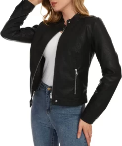 womens-casual-snap-button-collar-black-faux-leather-jacket