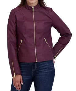 womens-casual-zipper-pockets-maroon-faux-leather-jacket