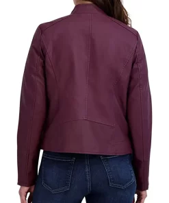 womens-casual-zipper-pockets-maroon-faux-leather-jacket