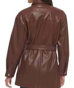 womens-chocolate-brown-faux-leather-belted-shirt-jacket