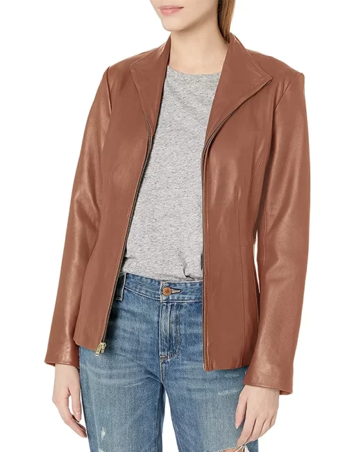 womens-cognac-faux-leather-wing-collared-jacket