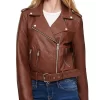 womens-dark-brown-faux-leather-motorcycle-belted-jacket