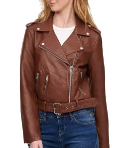 womens-dark-brown-faux-leather-motorcycle-belted-jacket