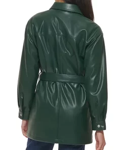 womens-green-faux-leather-belted-shirt-jacket