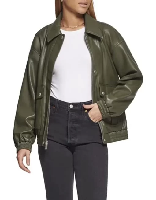 womens-green-faux-leather-dad-bomber-jacket