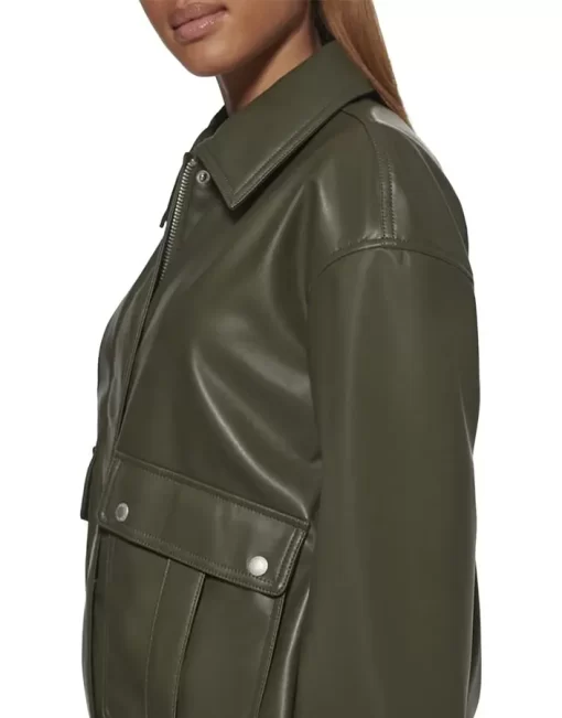 womens-green-faux-leather-dad-bomber-jacket