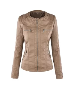 womens-khaki-faux-leather-motorcycle-jacket-with-removable-hood