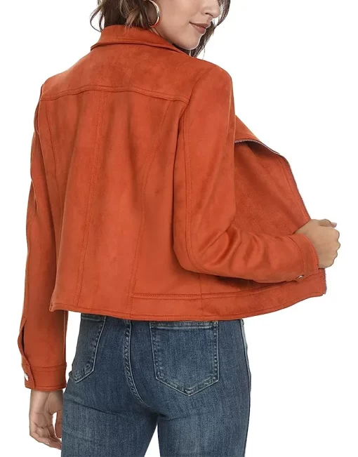 womens-lapel-collar-orange-faux-leather-jacket