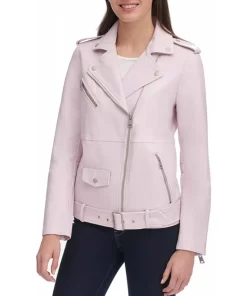 womens-light-pink-faux-leather-motorcycle-belted-jacket