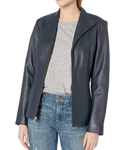 womens-navy-blue-faux-leather-wing-collared-jacket