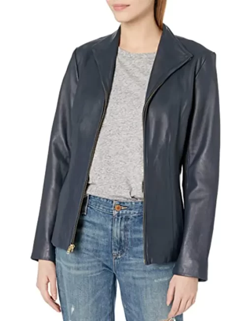womens-navy-blue-faux-leather-wing-collared-jacket