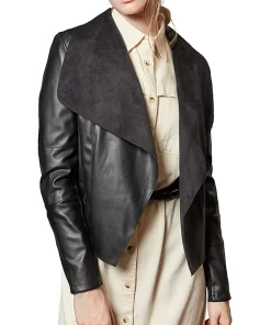 womens-open-front-black-faux-leather-blazer-jacket